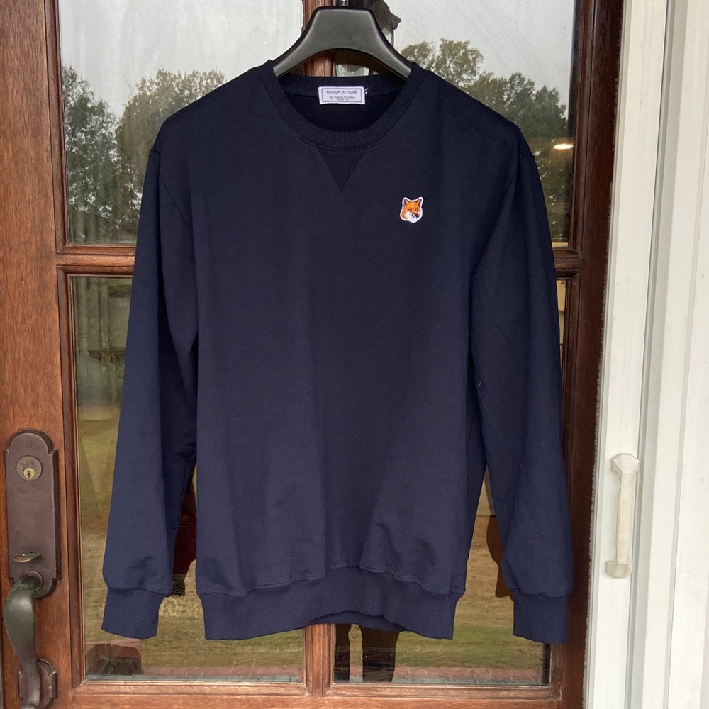 MAISON‎ KITSUNE Dark Blue Crewneck Sweater/Sweatshirt. Size 3XL